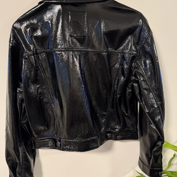 GAP Women's Shiny Black Jean Jacket - Picture 2 of 3